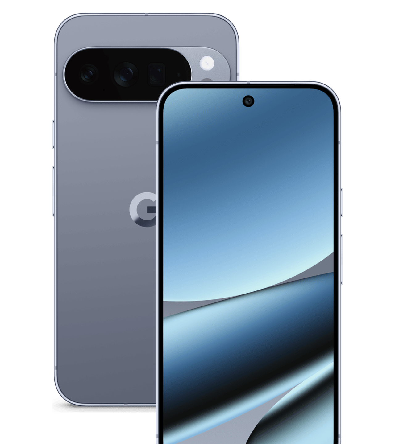 Google Pixel 10 Pro Moonstone, vu de dos et de face