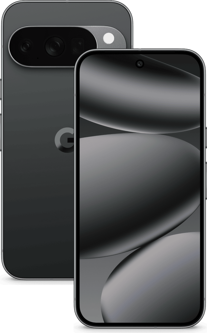 Google Pixel 10 Pro Obsidian, vu de dos et de face