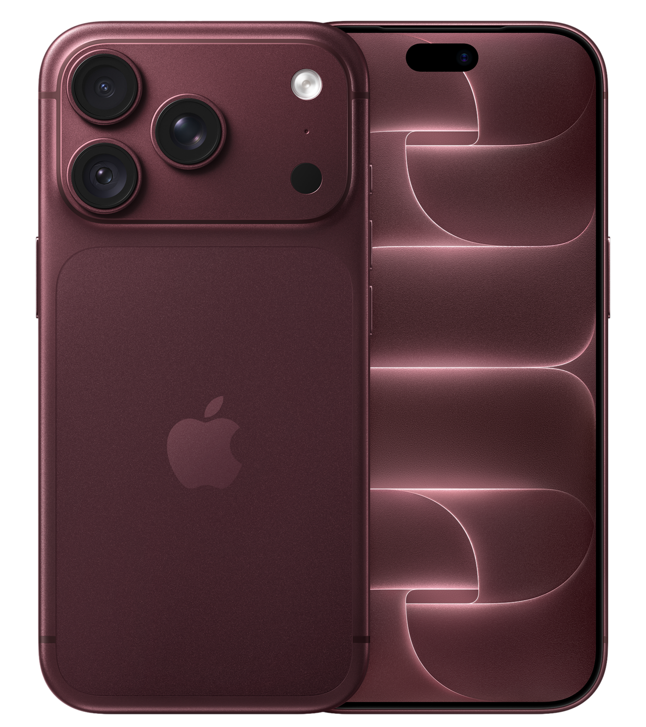 iPhone 18 Pro bordeaux, vu de dos et de face