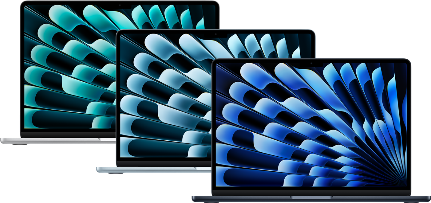 MacBook Air 13 pouces argent, bleu ciel et minuit