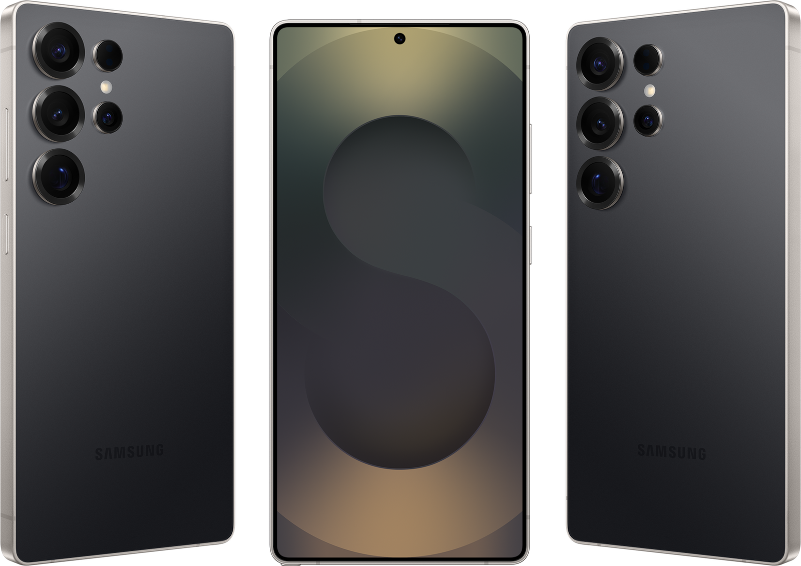 Galaxy S25 Ultra Titanium Black, vu de dos et de face