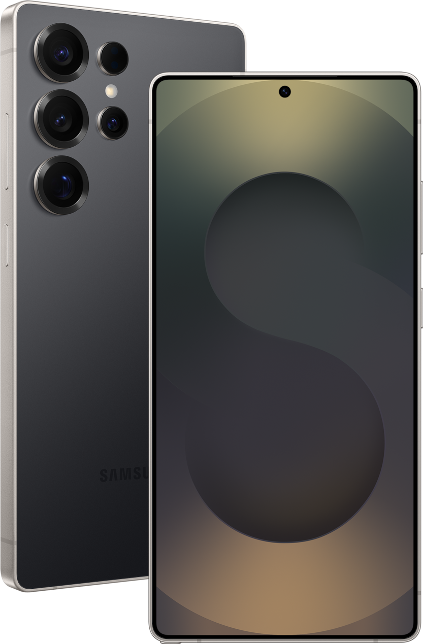Galaxy S25 Ultra Titanium Black, vu de dos et de face